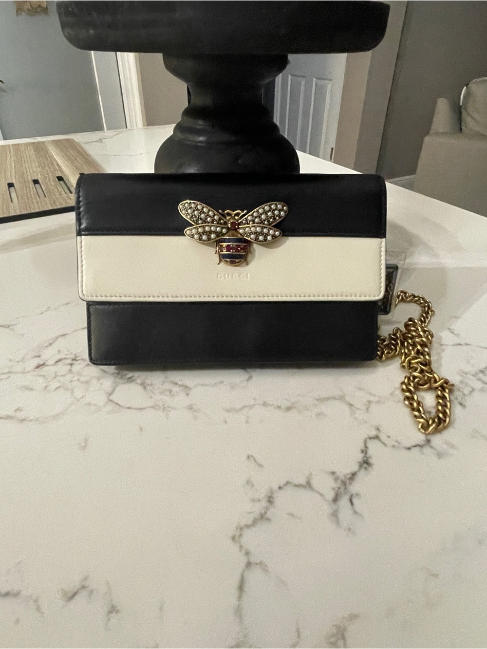 Gucci Queen Margaret Wallet on Chain with Pearl Bee
